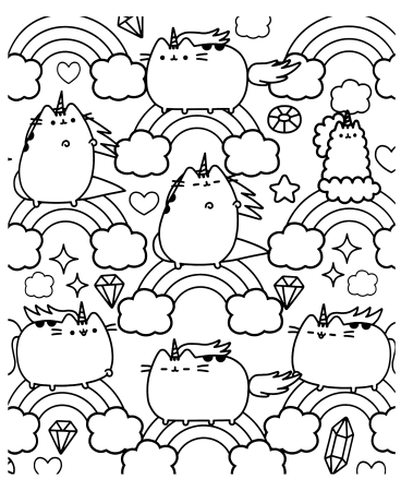 Кавайный котик раскраска