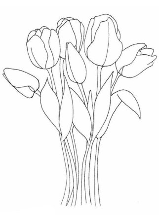 Раскраска букет тюльпанов для мамы