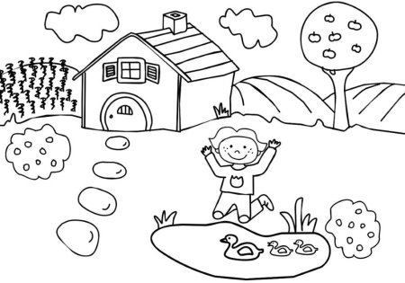 Деревня раскраска для детей