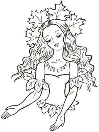 Раскраска девушка осень