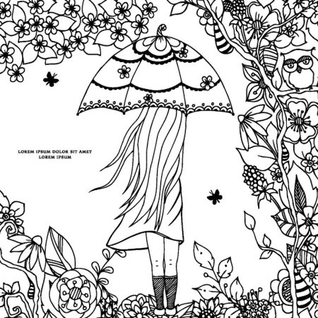 Раскраска девушка осень