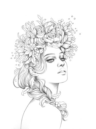 Раскраска девушка осень