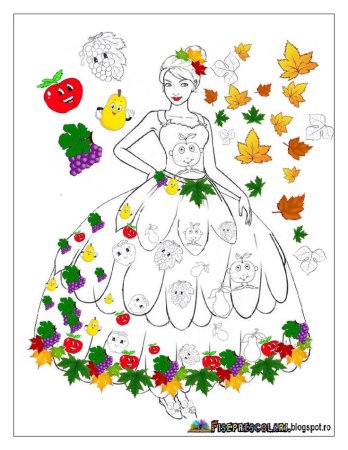 Картинки с девушками в платьях для раскраски