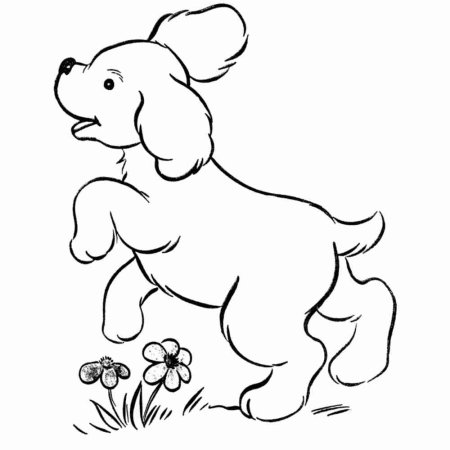 Раскраска щенок с мячиком для детей