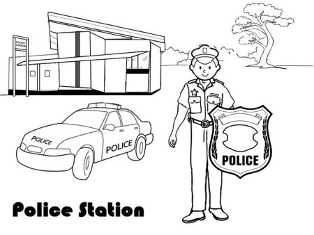 Раскраска полицейский участок