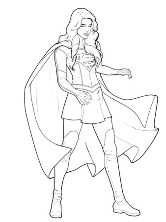 Раскраска девушка Супергерой