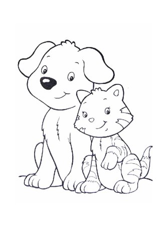 Раскраски коты и собаки