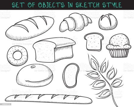 Корзинка с хлебом раскраска