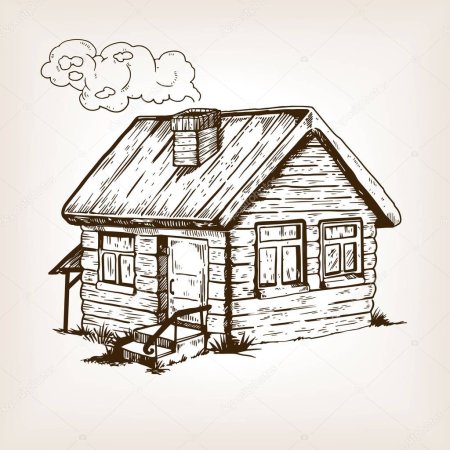 Домик в деревне карандашом