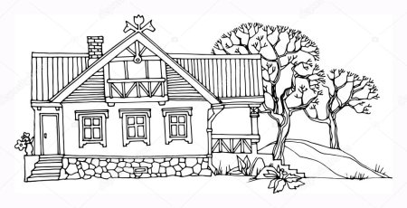 Раскраска сельский дом