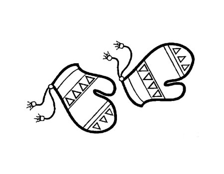 Зимние варежки с узорами раскраска