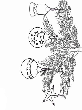 Новогодняя ветка для раскрашивания