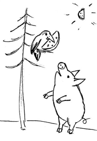 Раскраска басни Крылова свинья под дубом