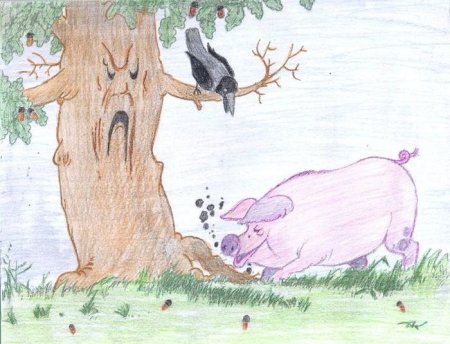 Иллюстрация свинья под дубом 5 класс