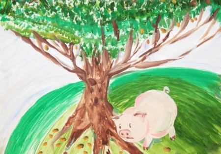 Свинья и дуб басня Крылова иллюстрация