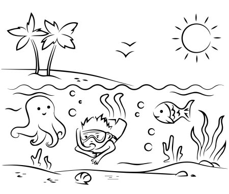 Морской пейзаж раскраска