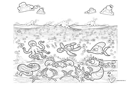 Морской пейзаж раскраска