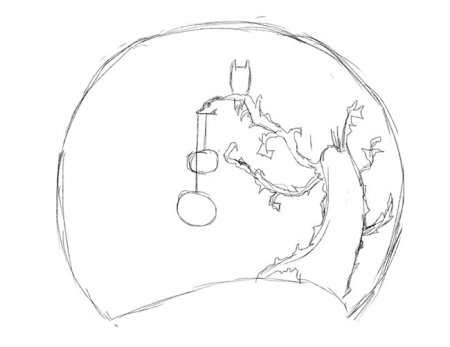 Рисунок на Хэллоуин карандашом Луна