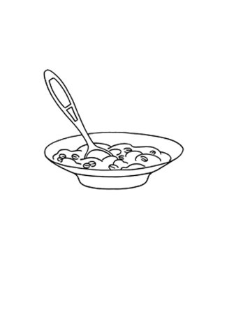 Тарелка с кашей раскраска