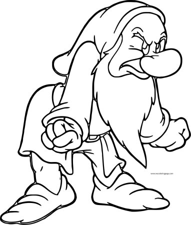 Скромник Гном из Белоснежки раскраска