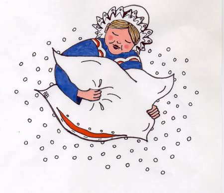 Раскраска к сказке госпожа Метелица братья Гримм