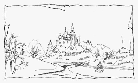Деревенский пейзаж раскраска