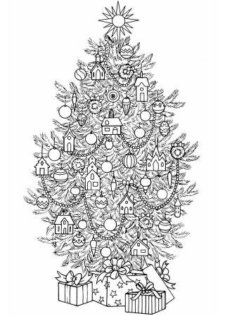 Раскраска елка Новогодняя