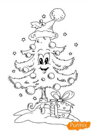 Ель трафарет