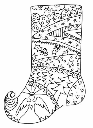 Новогодний носок раскраска
