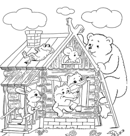 Изба раскраска для детей