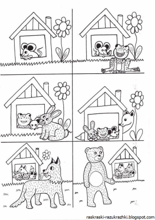 Раскраска с персонажами сказок Теремок для детей