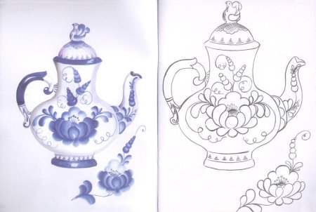 Чайник Гжель раскраска