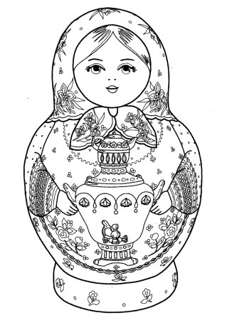 Матрешка раскраска для детей