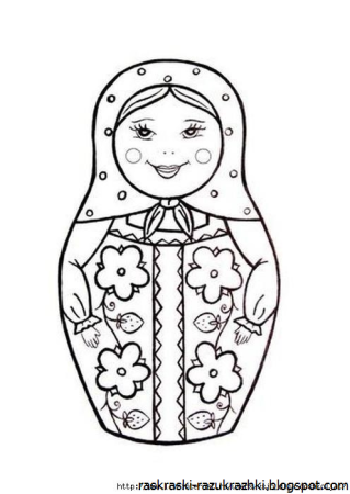 Семёновская матрёшка раскраска