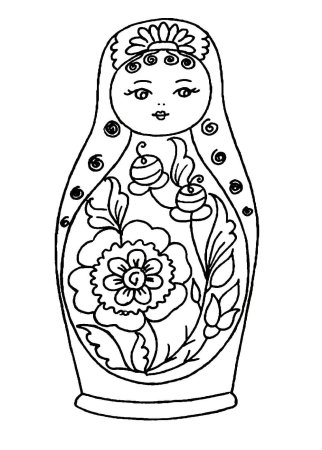 Семеновская Матрешка разукрашка