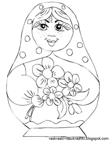 Матрешки раскраска для детей младшей группы