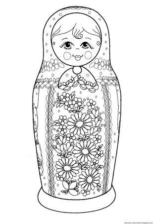 Матрешка раскраска для детей