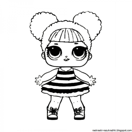 Трафарет куклы ЛОЛ для раскрашивания