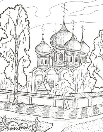Церковь раскраска для детей