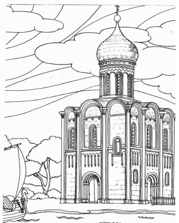 Средневековый храм раскраска