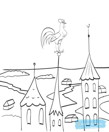 Сказка о золотом петушке Пушкин раскраска