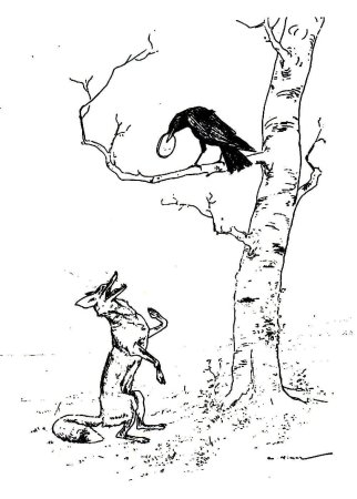 Раскраски к басне ворона и лисица для детей