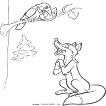Лиса и сыр раскраска