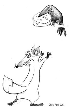 Раскраска басни Крылова ворона и лисица