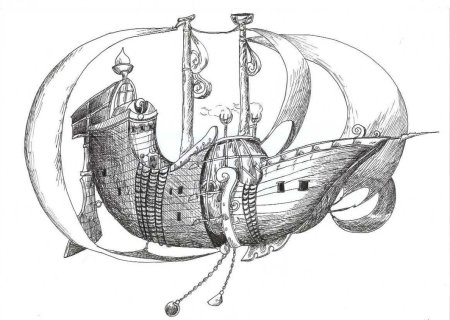 Раскраска "Летучий корабль"