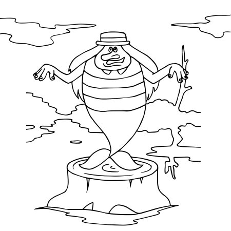 Рисунок водяного из сказки Летучий корабль