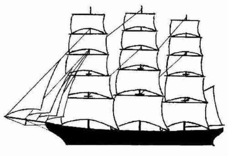 Корабль с парусами раскраска