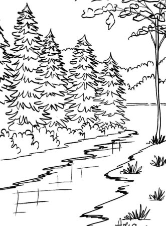 Зимняя природа раскраска для детей