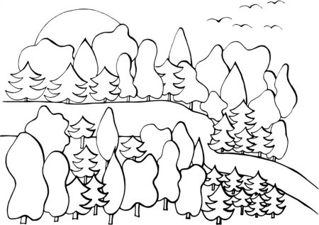 Раскраска елка в зимнем лесу