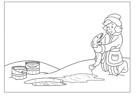 Раскраски к сказке по щучьему велению для детей